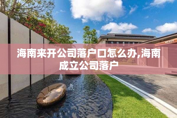 海南来开公司落户口怎么办,海南成立公司落户