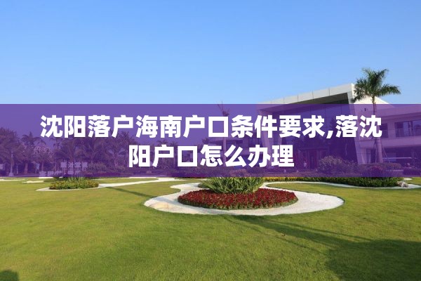 沈阳落户海南户口条件要求,落沈阳户口怎么办理