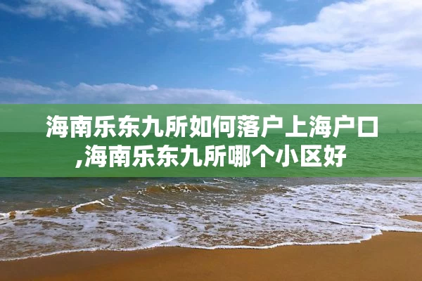 海南乐东九所如何落户上海户口,海南乐东九所哪个小区好