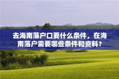 去海南落户口要什么条件,在海南落户需要哪些条件和资料?