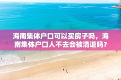 海南集体户口可以买房子吗,海南集体户口人不去会被清退吗?
