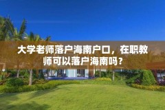 大学老师落户海南户口,在职教师可以落户海南吗?