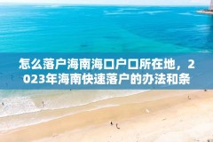 怎么落户海南海口户口所在地,2023年海南快速落户的办法和条件?