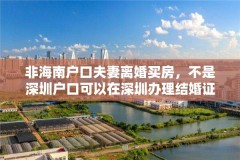 非海南户口夫妻离婚买房,不是深圳户口可以在深圳办理结婚证吗?