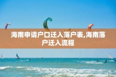 海南申请户口迁入落户表,海南落户迁入流程