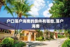 户口落户海南的条件有哪些,落户 海南
