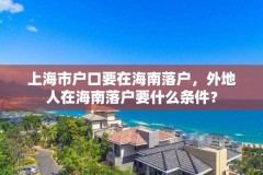 上海市户口要在海南落户，外地人在海南落户要什么条件？