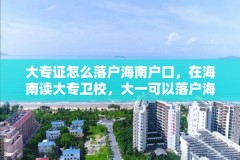 大专证怎么落户海南户口,在海南读大专卫校,大一可以落户海南吗?