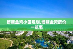 博鳌金湾小区规划,博鳌金湾房价一览表