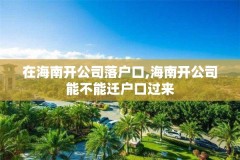 在海南开公司落户口,海南开公司能不能迁户口过来