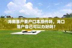 海南落户要户口本原件吗,海口落户自己可以办好吗?
