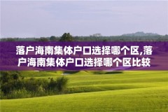 落户海南集体户口选择哪个区,落户海南集体户口选择哪个区比较好