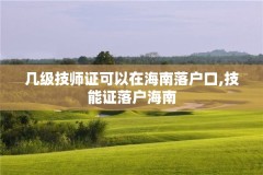 几级技师证可以在海南落户口,技能证落户海南