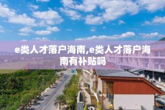 e类人才落户海南,e类人才落户海南有补贴吗