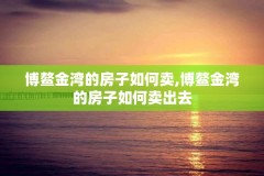 博鳌金湾的房子如何卖,博鳌金湾的房子如何卖出去