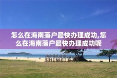 怎么在海南落户最快办理成功,怎么在海南落户最快办理成功呢