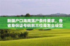 新疆户口海南落户条件要求,各省身份证号码前三位是怎么设定的?