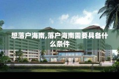 想落户海南,落户海南需要具备什么条件