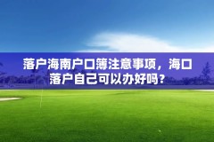 落户海南户口簿注意事项,海口落户自己可以办好吗?