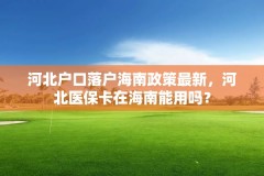 河北户口落户海南政策最新,河北医保卡在海南能用吗?