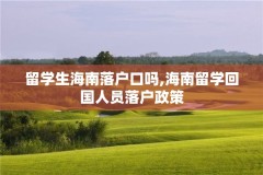 留学生海南落户口吗,海南留学回国人员落户政策