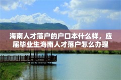海南人才落户的户口本什么样,应届毕业生海南人才落户怎么办理流程?