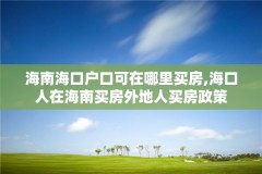 海南海口户口可在哪里买房,海口人在海南买房外地人买房政策