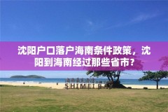 沈阳户口落户海南条件政策,沈阳到海南经过那些省市?