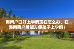 海南户口好上学吗现在怎么办,在海南落户后能方便孩子上学吗?