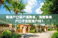 集体户口落户海南省,海南集体户口子女能落户吗?