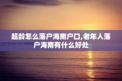 超龄怎么落户海南户口,老年人落户海南有什么好处