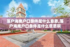 落户海南户口条件是什么意思,落户海南户口条件是什么意思啊