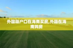 外国籍户口在海南买房,外籍在海南购房