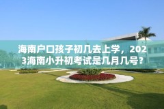 海南户口孩子初几去上学,2023海南小升初考试是几月几号?