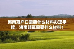 海南落户口需要什么材料办理手续,海南领证需要什么材料?