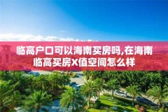 临高户口可以海南买房吗,在海南临高买房X值空间怎么样