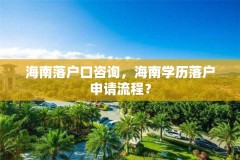海南落户口咨询,海南学历落户申请流程?