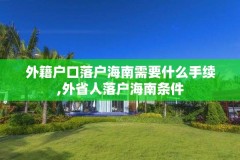 外籍户口落户海南需要什么手续,外省人落户海南条件