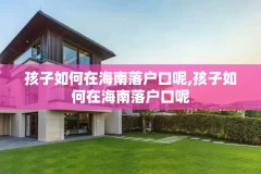 孩子如何在海南落户口呢,孩子如何在海南落户口呢