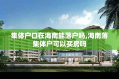 集体户口在海南能落户吗,海南落集体户可以买房吗