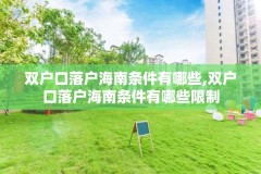 双户口落户海南条件有哪些,双户口落户海南条件有哪些限制