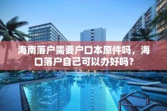 海南落户需要户口本原件吗,海口落户自己可以办好吗?