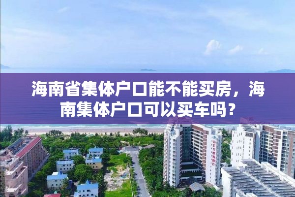 海南省集体户口能不能买房，海南集体户口可以买车吗？