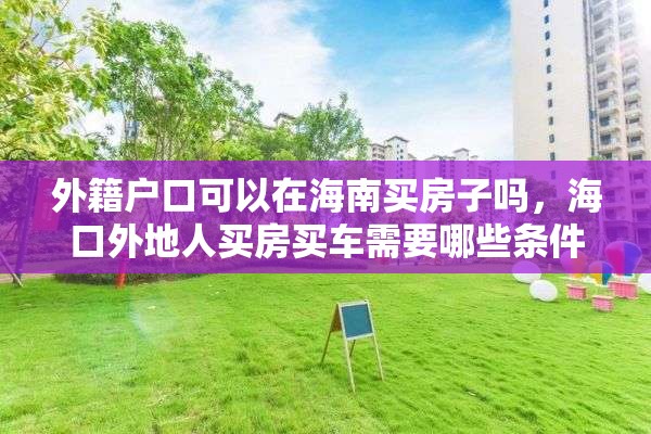 外籍户口可以在海南买房子吗，海口外地人买房买车需要哪些条件？