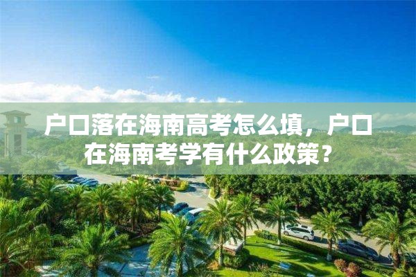 户口落在海南高考怎么填，户口在海南考学有什么政策？