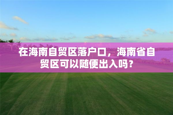 在海南自贸区落户口，海南省自贸区可以随便出入吗？