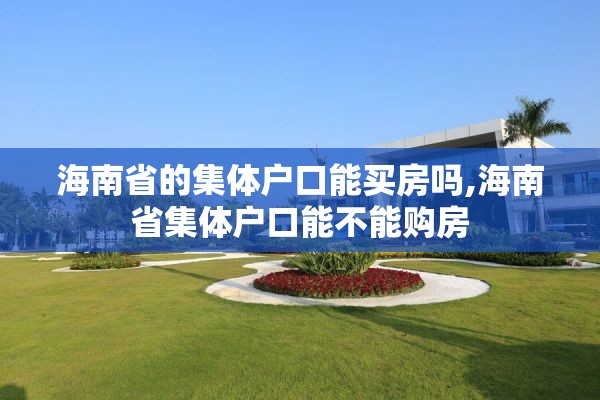 海南省的集体户口能买房吗,海南省集体户口能不能购房