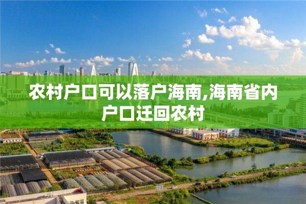 农村户口可以落户海南,海南省内户口迁回农村