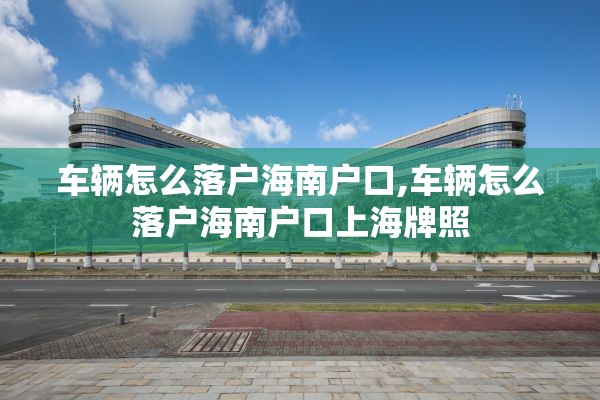 车辆怎么落户海南户口,车辆怎么落户海南户口上海牌照