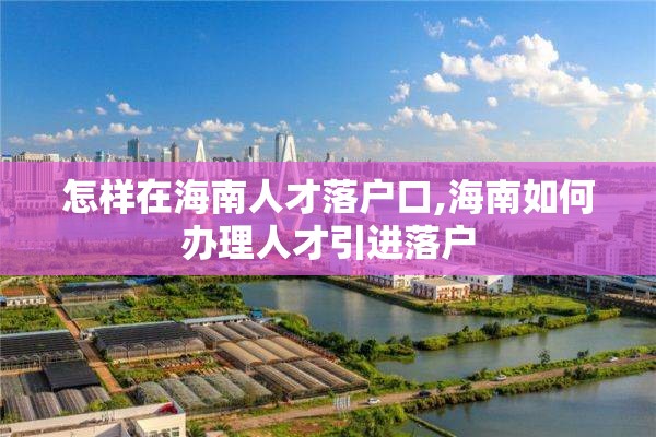 怎样在海南人才落户口,海南如何办理人才引进落户